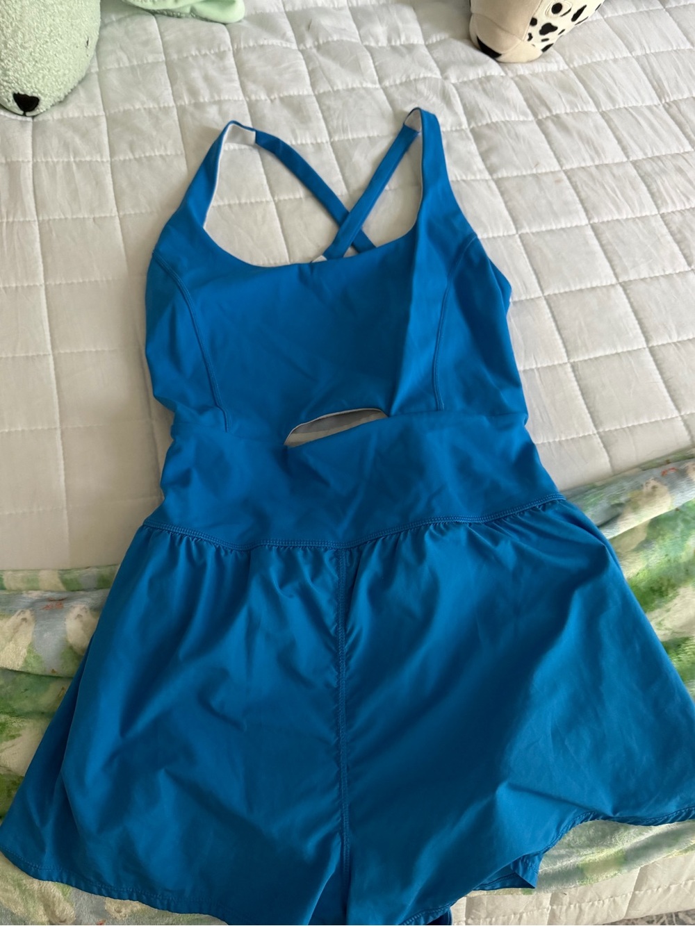 FP Movement by Free People Bright Blue Backless Strappy Romper Dress